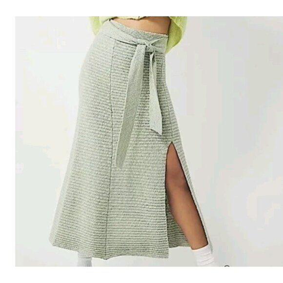 Free People Claudia Oatmeal Knit Belted Blanket Skirt Small - Picture 1 of 4